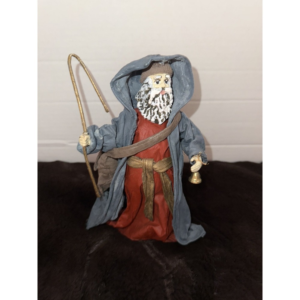 Paper Mache Nativity Shepard , Ceramic Face And Hands